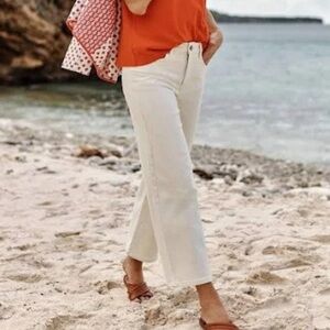 NWT J. Jill High-Rise Full-Leg Denim Crops - Color: Natural - Size: 12